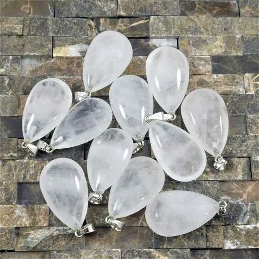Crystal Quartz 18x30mm Teardrop Pendant-1