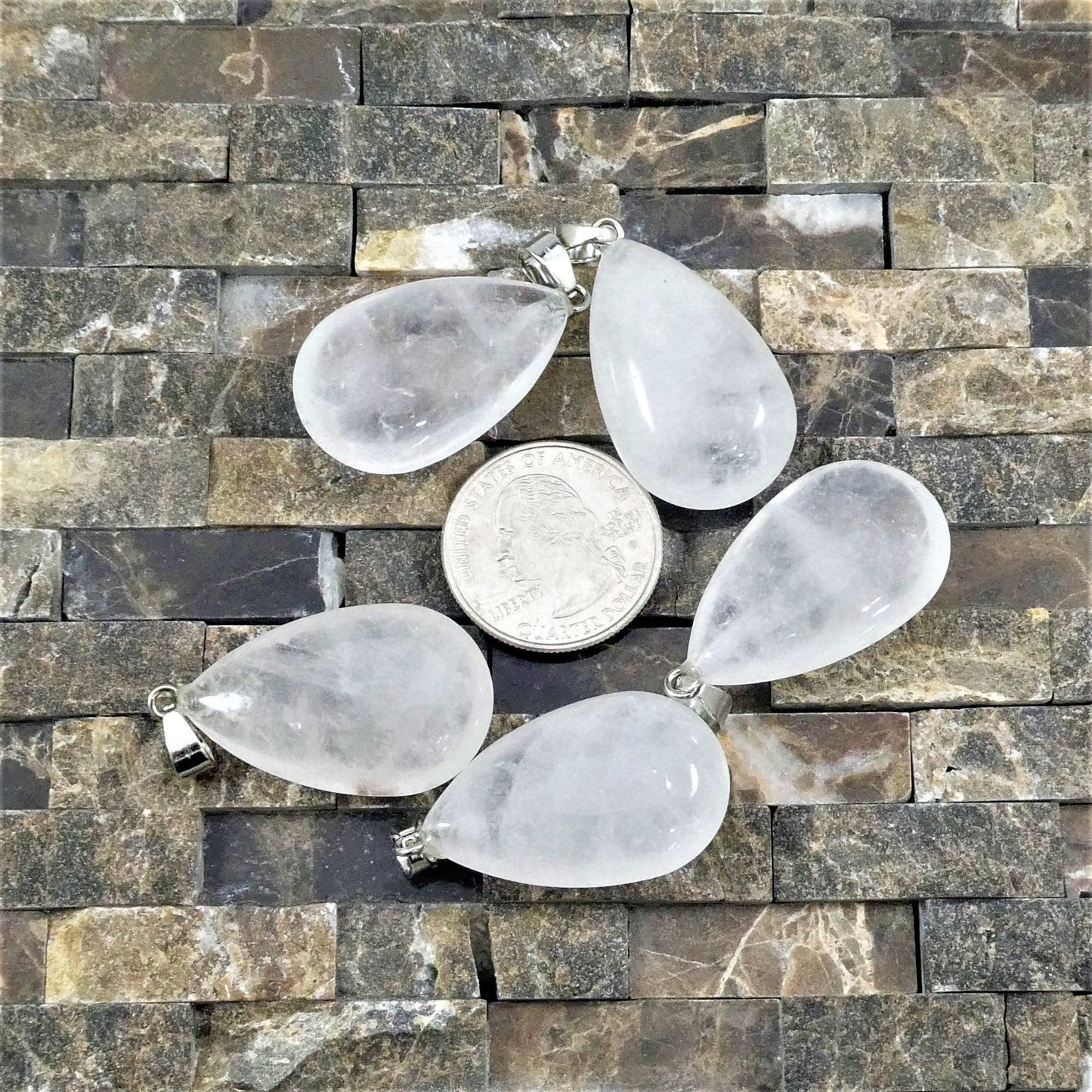 Crystal Quartz 18x30mm Teardrop Pendant-2