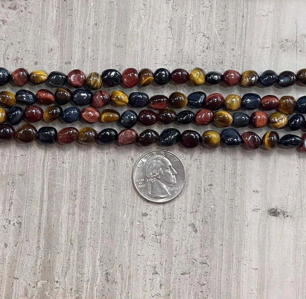 3-Color Tiger Eye AA Nugget Strands-2